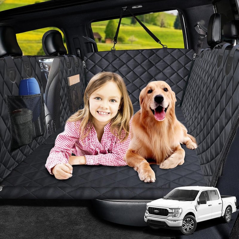 URPOWER XL Dog Back Seat Extender for Crew Cab Truck, Hard Bottom Dog Car Seat Cover Holds 550lbs Waterproof Dogs Car Hammock Pet Backseat, Pet Truck Accessories for F150 / RAM 1500/ Tundra Crew Cab - Image 1